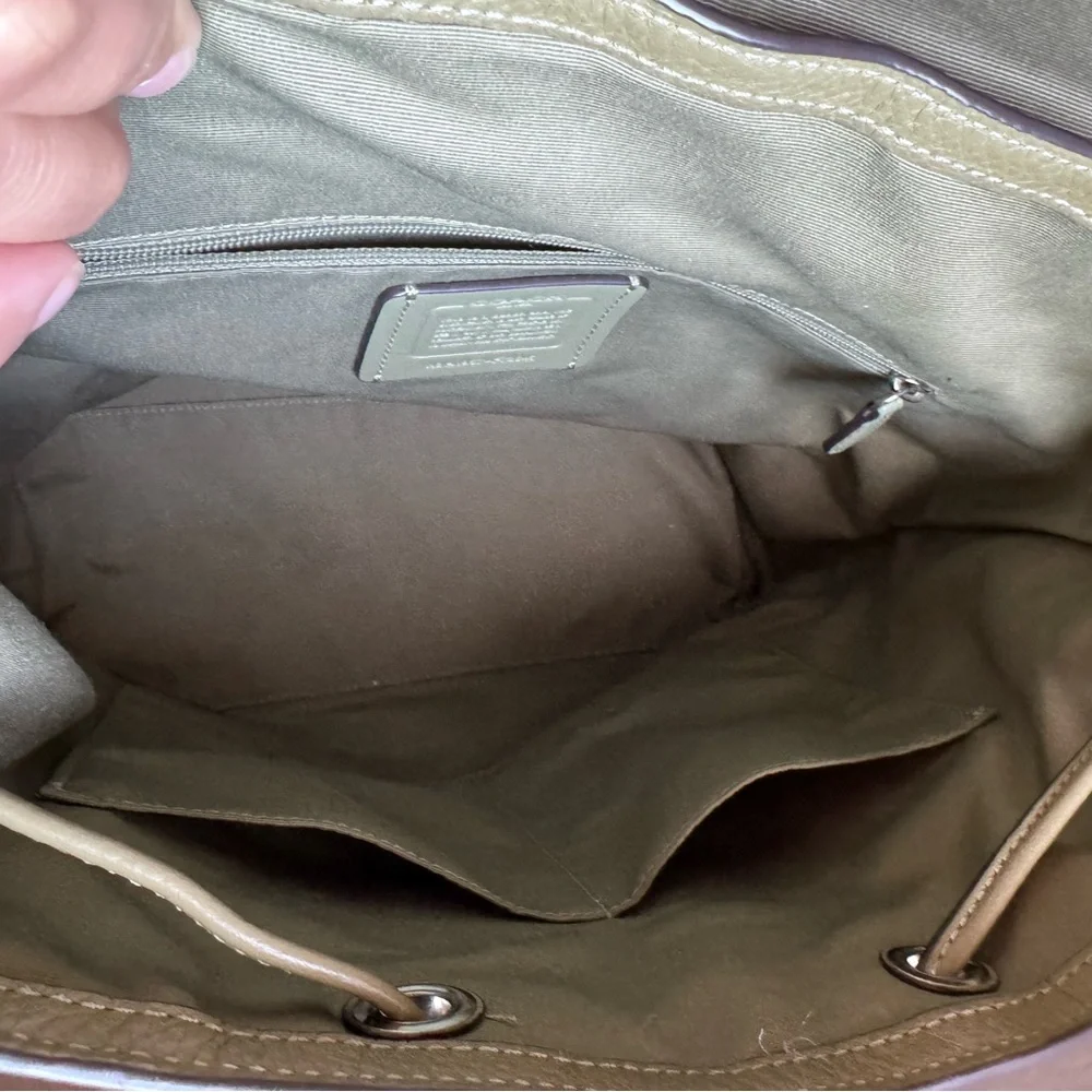 Coach Sage Green Pebble Leather Backpack - Picture 8 of 10